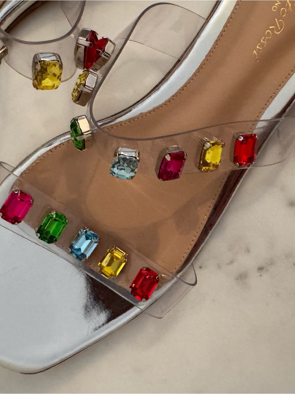 Gianvito Rossi Candy Embellished Flat PVC Sandal